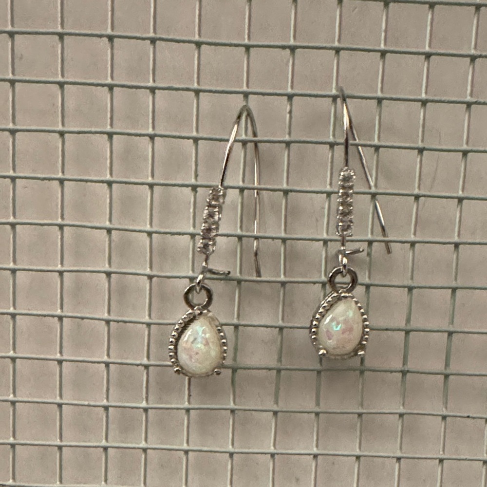 Elegant Silver and Opal Teardrop Earrings